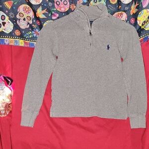 EUC Polo by Ralph Lauren Gray Knit Henley Pullover With with Zipper